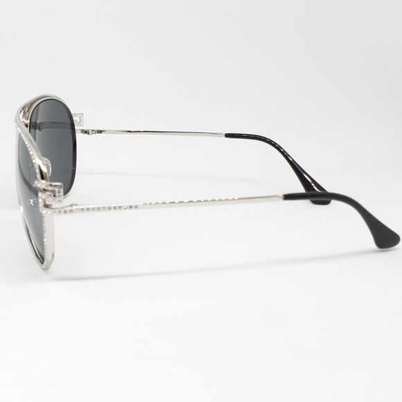 Versace Sunglasses Silver MirroredCrystals Aviator - Picture 6 of 8